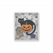 ハロウィン ブラックキャット パンプキン 墓石 大鍋 RIP シール (正面)