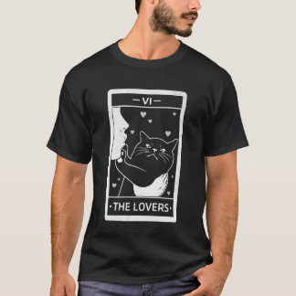 ハロウィン ブラックキャット ラバーズ 恋愛 タロット 面白い猫 Tシャツ