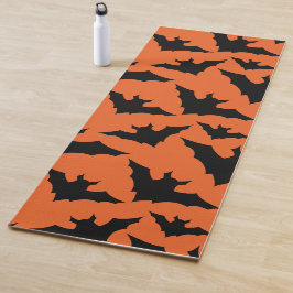 ハロウィン ブラックバット オレンジ かっこいい スプーキー デザイン ヨガマット