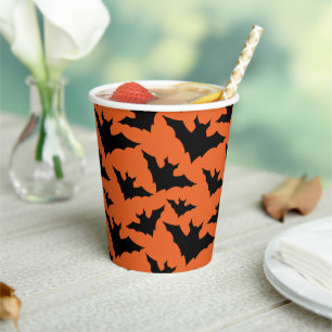 ハロウィン ブラックバット オレンジ かっこいい スプーキー デザイン 紙コップ