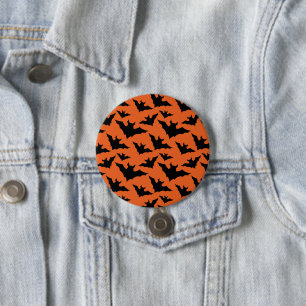 ハロウィン ブラックバット オレンジ かっこいい スプーキー デザイン 缶バッジ