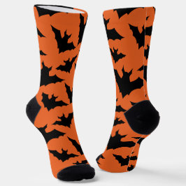 ハロウィン ブラックバット オレンジ かっこいい スプーキー 柄 ソックス