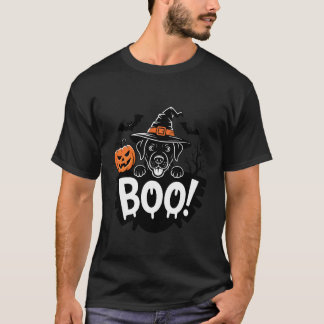ハロウィン ブラックラブラドールレトリバー 魔女の帽子 パンプキン Tシャツ