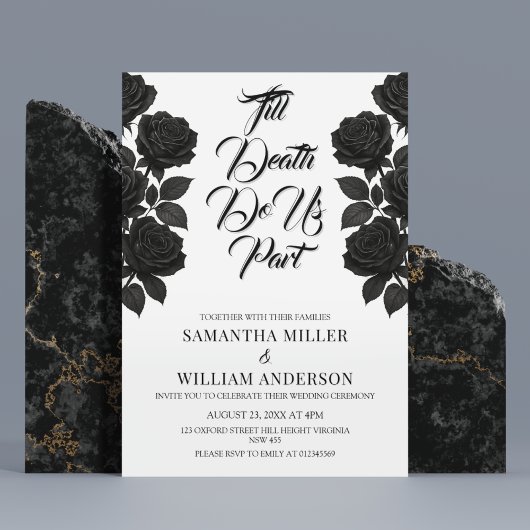 ハロウィン ブラックローズ ゴシック ウェディング 招待状