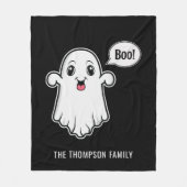 ハロウィン ブラック家族名入り お化け フリースブランケット (正面)
