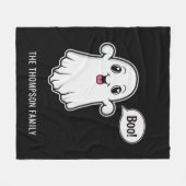 ハロウィン ブラック家族名入り お化け フリースブランケット (正面(横))
