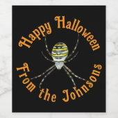ハロウィン ブラック+イエロー クモ 名前入り ワインラベル (シングルラベル)