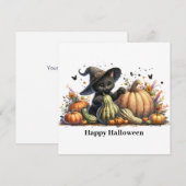 ハロウィン ブラック ウィッチの子猫 / パンプキン ゴアード シーズンカード (正面/裏面)