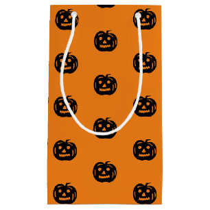 ハロウィン ブラック オレンジ ジャックオーランタンパターン かわいい スモールペーパーバッグ