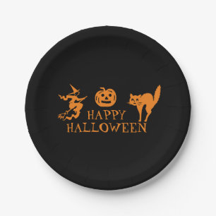 ハロウィン ブラック オレンジ スプーキー  ペーパープレート