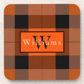 ハロウィン ブラック オレンジ 格子縞 コースター (正面)