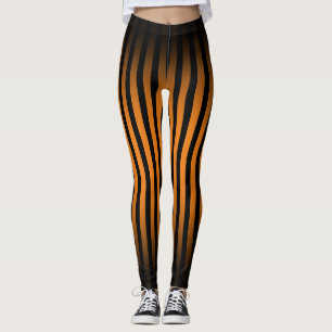 ハロウィン ブラック オレンジ 縦縞グラデーション レギンス