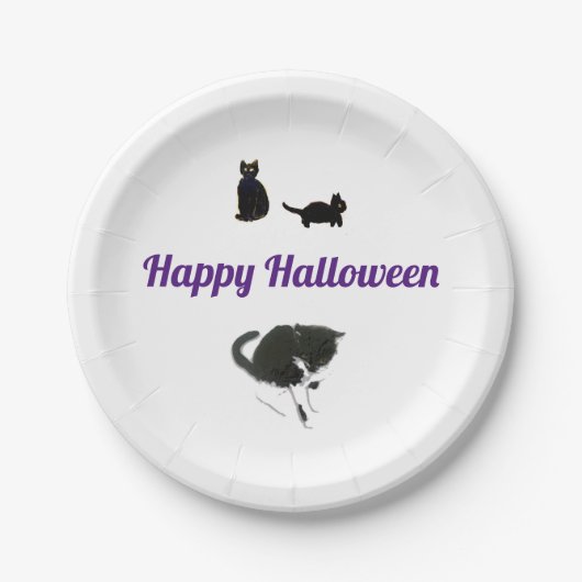 ハロウィン・ブラック・キャッツ ペーパープレート (正面)