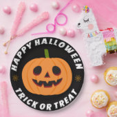 ハロウィン ブラック トリック・オア・トリート ペーパープレート (パーティー)