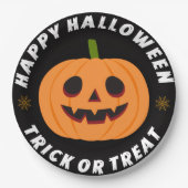 ハロウィン ブラック トリック・オア・トリート ペーパープレート (正面)