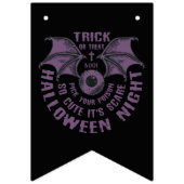 ハロウィン ブラック＆パープル ガーランド - クリーピー バンティングフラッグ (第1の旗)