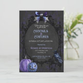 ハロウィン ブラック パープル レイヴン スケルトン スプーキー 招待状 (スタンド正面)