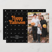 ハロウィン ブラック フォト ホリデー カード (正面/裏面)