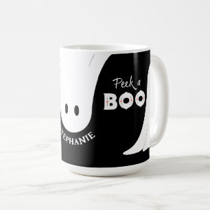 ハロウィン ブラック ホワイト オレンジのかくれんぼおばけ コーヒーマグカップ