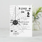 ハロウィン ブラック＆ホワイト スパイダーウェブ 2歳の誕生日 招待状 (スタンド正面)