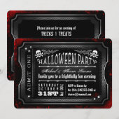 ハロウィン ブラック＆ホワイト ブラッディ 1枚のチケットを認める 招待状 (正面/裏面)