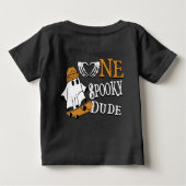 ハロウィン ブラック ワン スポーキー デュード 1歳の誕生日 ベビーTシャツ (裏面)