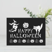 ハロウィン ブラック 白 かわいい 怖い 招待状 (スタンド正面)