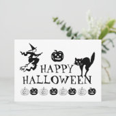 ハロウィン ブラック 白 怖い ホリデー カード (スタンド正面)