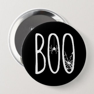 ハロウィン ブラック 白 BOO クモとクモの巣 缶バッジ