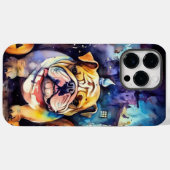 ハロウィン・ブルドッグとかぼちゃの怖いデザイン Case-Mate iPhoneケース (裏面 (横))