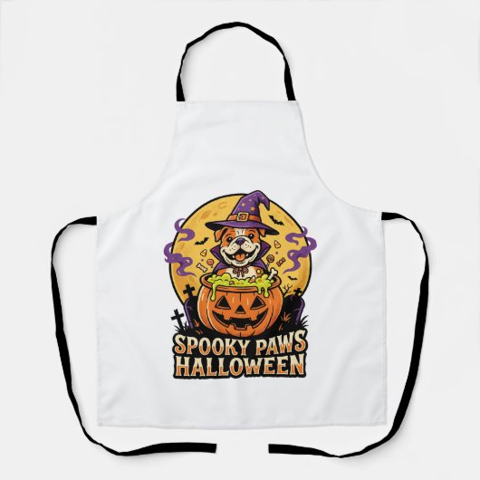 ハロウィン・ブルドッグ・パンプキンナイト エプロン (正面)