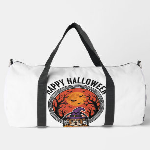 ハロウィン ブルドッグ 魔女 かぼちゃ ヴィンテージTシャツ ダッフルバッグ