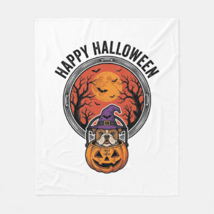ハロウィン ブルドッグ 魔女 かぼちゃ ヴィンテージTシャツ フリースブランケット