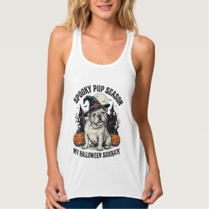 ハロウィン ブルドッグ Tシャツ かわいい 魔女 犬 ヴィンテージ グラフィック