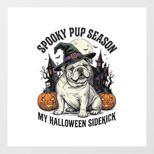 ハロウィン ブルドッグ Tシャツ かわいい 魔女 犬 ヴィンテージ グラフィック ウィンドウサイン