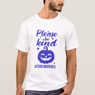 ハロウィン ブルー パンプキン 自閉症啓発 Tシャツ