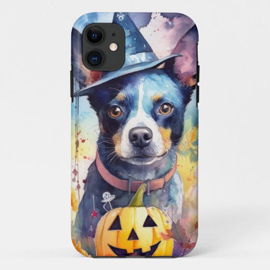 ハロウィン ブルー・ヒーラー かぼちゃ スケアリー Case-Mate iPhoneケース (裏面)