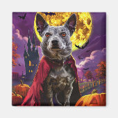 ハロウィン ブルー・ヒーラー 犬 かぼちゃ 怖い マグネット (正面)