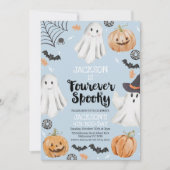 ハロウィン ブルー フォーエバー スプーキー 4歳の誕生日 招待状 (正面)