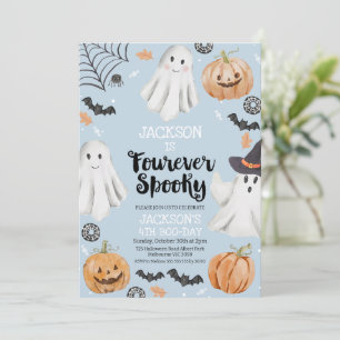  ハロウィン ブルー フォーエバー スプーキー 4歳の誕生日  招待状