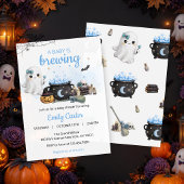 ハロウィン ブルー ベビーシャワー Baby Is Brewing Halloween Blue B 招待状