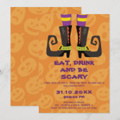 ハロウィン・ブロックパーティでお菓子を食べたり飲んだりして恐怖を楽しもう 招待状 (正面/裏面)