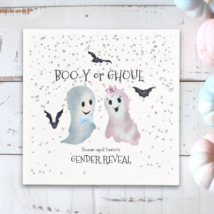 ハロウィン　ブーちゃんとゴウルのジェンダー発表ゴースト スタンダードカクテルナプキン