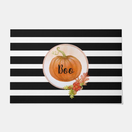 ハロウィン「ブー」カボチャ ドアマット (正面)