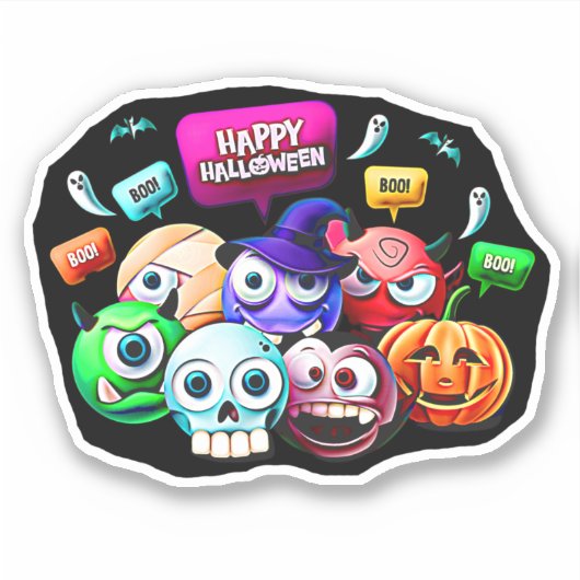 ハロウィン ブー 3D キャラクター セット シール (正面)