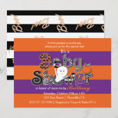 ハロウィン ベイビーシャワー オレンジ パープル インビテーション (正面/裏面)