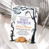 ハロウィン ベイビーシャワー 怖い かわいい 水彩画 招待状