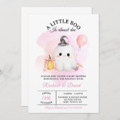 ハロウィン ベイビー シャワー 招待状 | かわいい リトル ブー (正面/裏面)