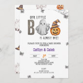 ハロウィン ベイビー シャワー Little Boo はもうすぐ生まれるよ 招待状 (正面/裏面)