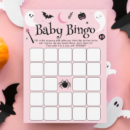 ハロウィン・ベビーガール・シャワー・ベビービンゴゲームカード 招待状